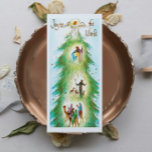 Cartão De Festividades Alegria ao mundo Retro Angel Natividade Natal<br><div class="desc">Destaque é uma cena de natividade cristã retrô com um anjo,  Mary,  José,  Jesus e os três sábios,  junto com o texto "Alegria ao mundo".</div>