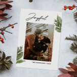 Cartão De Festividades Alegria. Aquarela Foto de Natal floral<br><div class="desc">Cartão de Natal "alegre" com pinheiro de aquarela e botânico floral para o feriado de inverno. Entre em contato comigo se precisar de itens adicionais.</div>