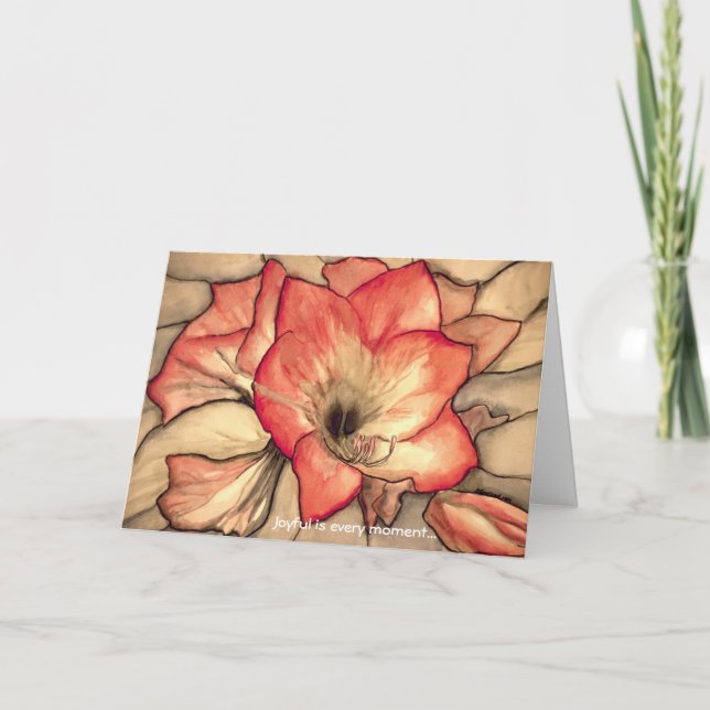 Cartão De Festividades Alegria de Amarylis por Ann Haaland (Frente)