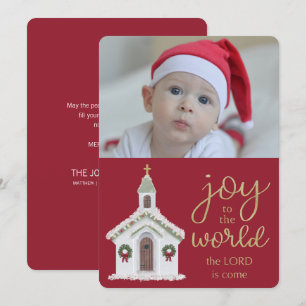 Cartão De Festividades Alegria de Natal à Foto da Igreja Branca Mundial