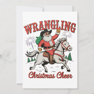 Cartão De Festividades Alegria de Natal Cowboys Santa País
