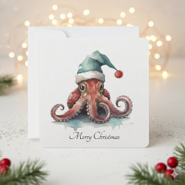 Cartão De Festividades Alegria de Natal de Octopus, personalizada