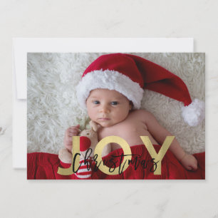 Cartão De Festividades ALEGRIA DE NATAL Dourado e Moderno Preto Foto