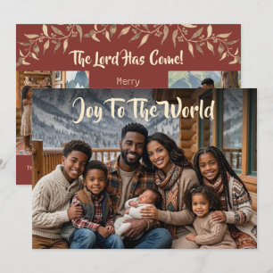 Cartão De Festividades Alegria de Natal Família Elegante Multi Foto