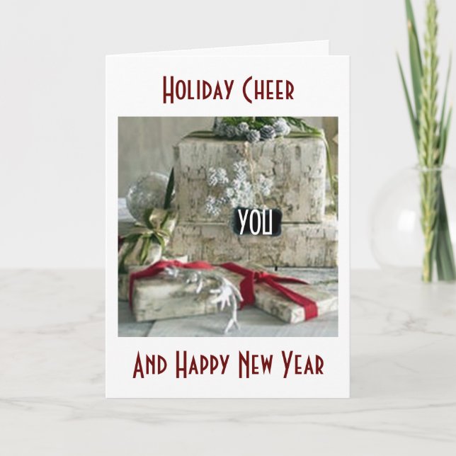 CARTÃO DE FESTIVIDADES ALEGRIA DE NATAL/FELIZ ANO NOVO-PRESENTES ÀS DÚZIA (Frente)