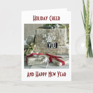 CARTÃO DE FESTIVIDADES ALEGRIA DE NATAL/FELIZ ANO NOVO-PRESENTES ÀS DÚZIA