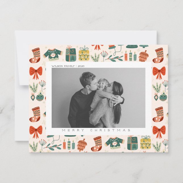 Cartão De Festividades Alegria de Natal Foto da Família de Natal  (Frente)