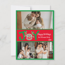 Cartão De Festividades Alegria Divertido Fofo 3 Foto Cartoon Rena Vermelh