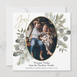 Cartão De Festividades Alegria! Eucalyptus deixa e pinta imagens Douradas