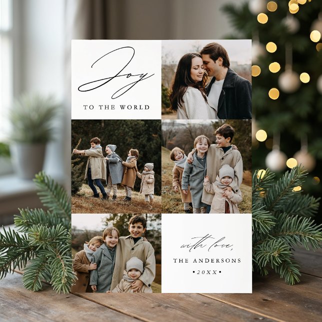 Cartão De Festividades Alegria Moderna para o Mundo 5 Foto (Criador carregado)