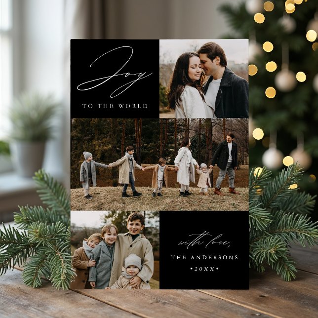 Cartão De Festividades Alegria Moderna para o Mundo Preto 4 Fotos (Criador carregado)