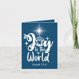 Cartão De Festividades Alegria Natal ao Mundo Azul e Branco