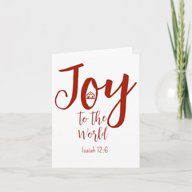 Cartão De Festividades Alegria Natal ao Mundo Vermelho e Branco (Frente)