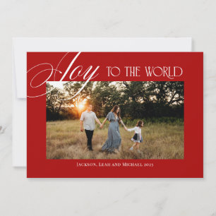 Cartão De Festividades Alegria para o Mundo Design de Natal Vermelho