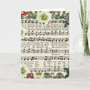 Cartão De Festividades Alegria para o Mundo Música de Natal Antiga em Par