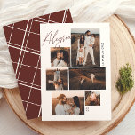 Cartão De Festividades Alegría | Tarjeta de Navidad Collage de 6 Fotos<br><div class="desc">Elegante tarjeta de Navidad que apresenta uma un moderno diseño de colage estilo galería. Con espacio para es en distintos tamaños La palabra "Alegria" aparece en un estilo cursivo rojo en la esquina superior izquierda, superpuesta sobre las. El nombre de la familia se muestra de manera vertical al lado de...</div>