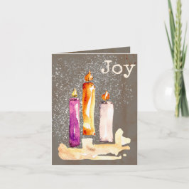 Cartão De Festividades Alegria! Trio de Velas com Sparkle de Aquarela