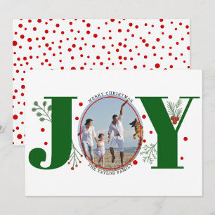Cartão De Festividades Alegria Verde com foto de Natal com frutos silvest