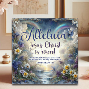 Cartão De Festividades Aleluia Ele É Risen Watercolor Páscoa Floral