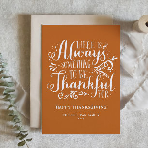 Cartão De Festividades Algo A Agradecer Pela Ação De Graças Laranja