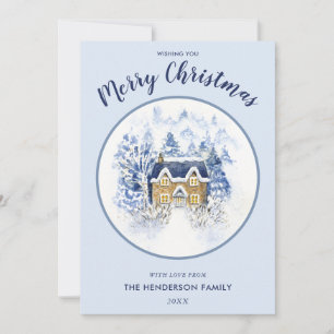 Cartão De Festividades Algodão Vintage Coberto Por Neve