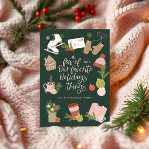 Cartão De Festividades Algumas das Nossas Coisas de Natal Favoritas Verde