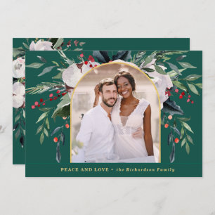 Cartão De Festividades Aliança Festiva Greenery e Berries One Photo