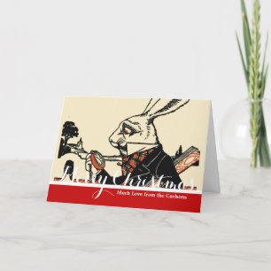Cartão De Festividades Alice Coelho Branco Clássico País das Maravilhas 