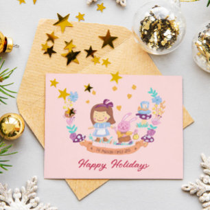 Cartão De Festividades Alice no País das Maravilhas adorável foto em aqua