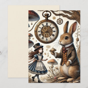 Cartão De Festividades alice no país das maravilhas coelho branco