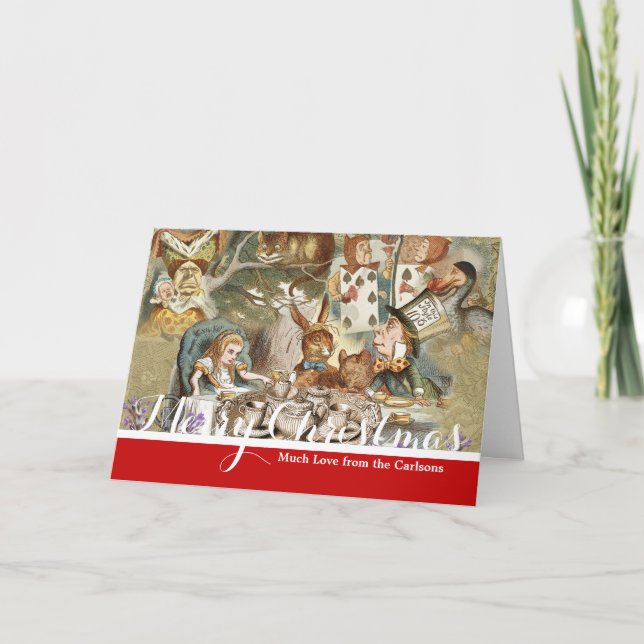 Cartão De Festividades Alice no País das Maravilhas dos Convidados do Tea (Frente)