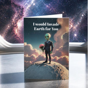 Cartão De Festividades Alien Love Sci-Fi – “Eu Vou Invadir a Terra
