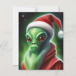 Cartão De Festividades Alienígena Santa Claus