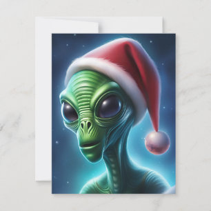 Cartão De Festividades Alienígena Santa Claus