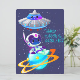 CARTÃO DE FESTIVIDADES ALIENÍGENA, UNIVERSO, ESPAÇONAVE, PLANETA E ASTRON