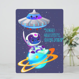 CARTÃO DE FESTIVIDADES ALIENÍGENA, UNIVERSO, ESPAÇONAVE, PLANETA E ASTRON