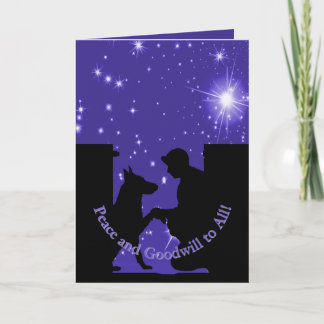 Cartão De Festividades Alimentador K9 militar e Natal dos melhores amigos