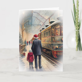 Cartão De Festividades All Aboard the Christmas Train Christmas Card