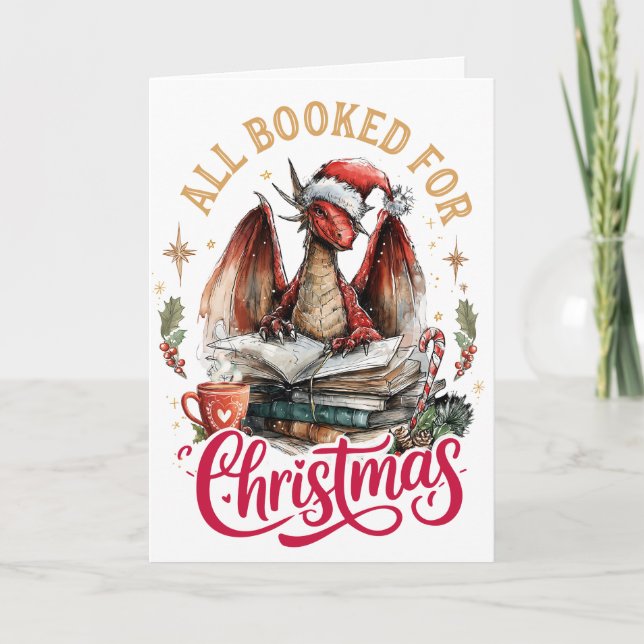 Cartão De Festividades All Booked for Christmas Dragon  (Frente)