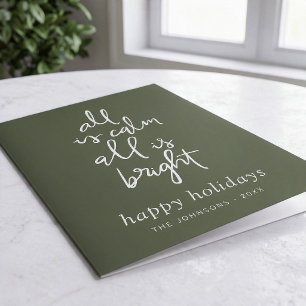 Cartão De Festividades All is Calm All is Bright Modern Christmas Tree
