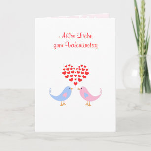 Cartão De Festividades Alles Liebe lovebirds romantic german valentine