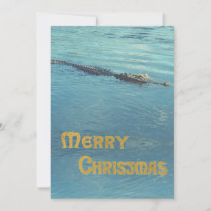 Cartão De Festividades Alligator em água foto saudação de Natal