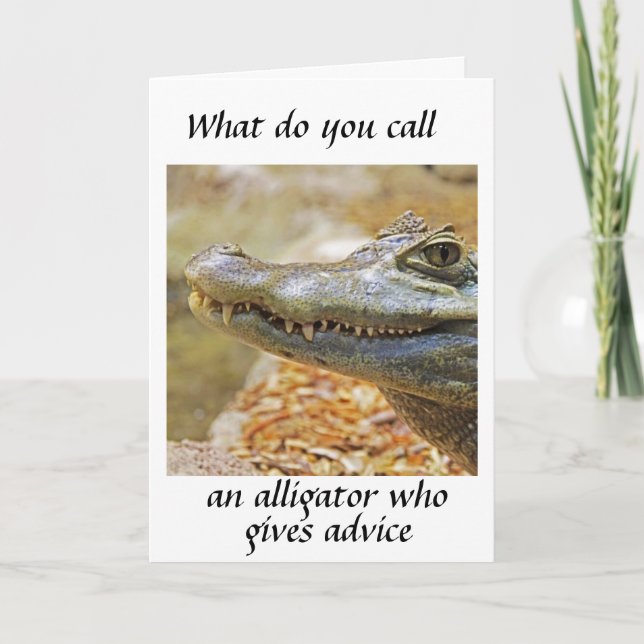 CARTÃO DE FESTIVIDADES ALLIGATOR QUE DISPENSA O CONSELHO DE ANIVERSÁRIO (Frente)