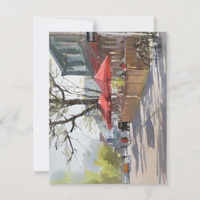Cartão De Festividades Almoço De Springtime Em Aquarelas (Frente)