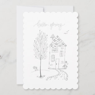 Cartão De Festividades Alô Desenho de Tinta Primavera
