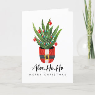 Cartão De Festividades Aloe Ho Ho Feliz Natal Papai Noel Planta de Casa F