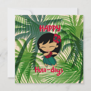 Cartão De Festividades Aloha Honeys Natal Festa Hula Garota Palmeiras