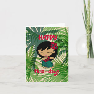Cartão De Festividades Aloha Honeys Natal Festa Hula Garota Palmeiras