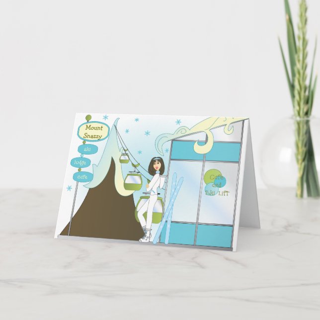 Cartão De Festividades Alojamento Snazzy do esqui (Frente)