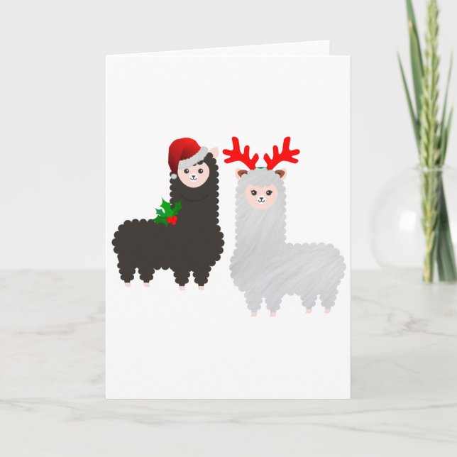 Cartão De Festividades alpacas de renas de natal (Frente)